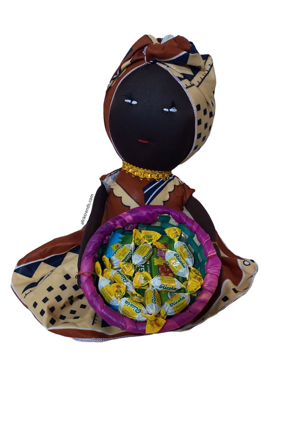 Handmade African Candy Bowl Basket Doll