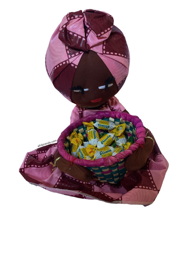 Handmade African Candy Bowl Basket Doll