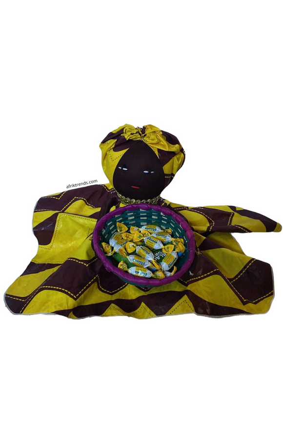 Handmade African Candy Bowl Basket Doll