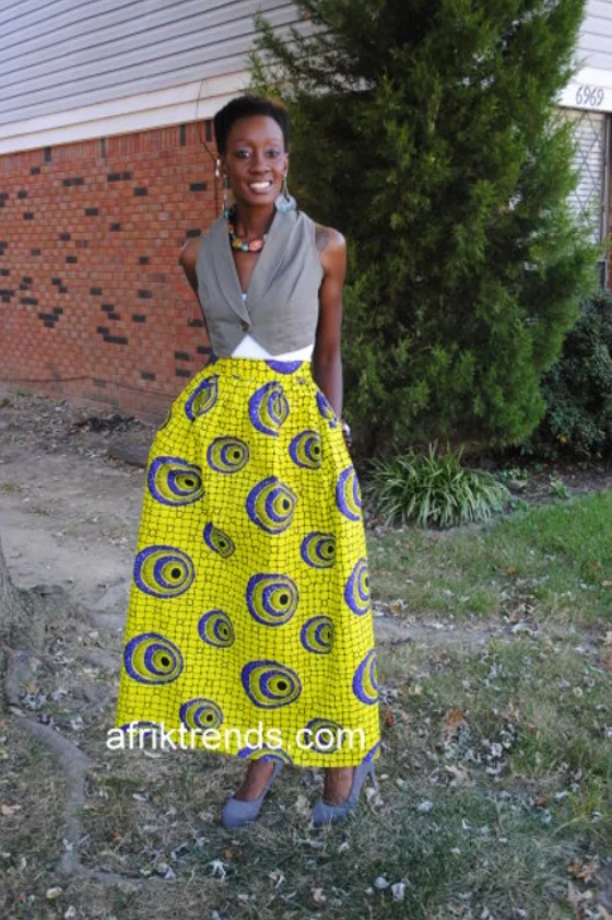 African print Ankara skirt with pockets