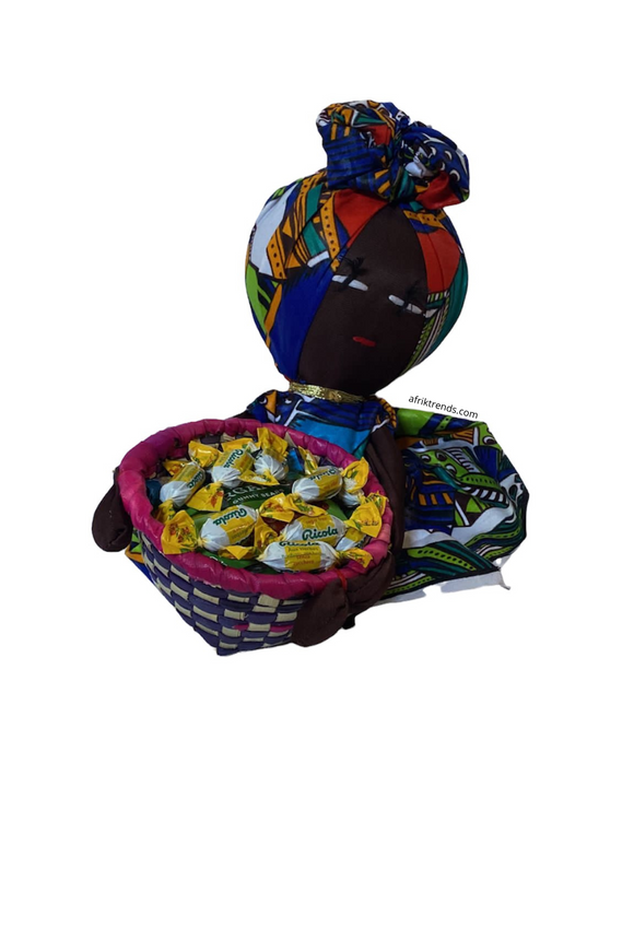 Handmade African Candy Bowl Basket Doll