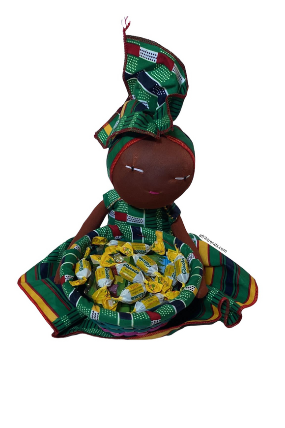 Handmade African Candy Bowl Basket Doll