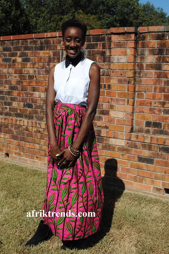 African print skirt with pockets