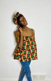 Ankara Spaghetti Strap Flowy Blouse With Matching Headwrap