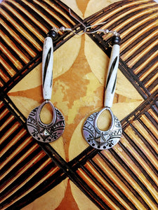 Bone Silver Ethnic Earrings