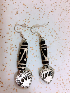 Bone Silver Ethnic Earrings