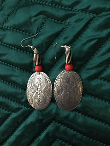 Bone Silver Ethnic Earrings