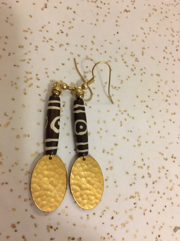 Bone Silver Ethnic Earrings