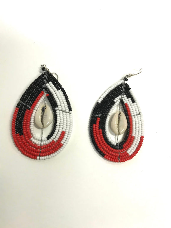 African Beaded Cowrie shells Earrings