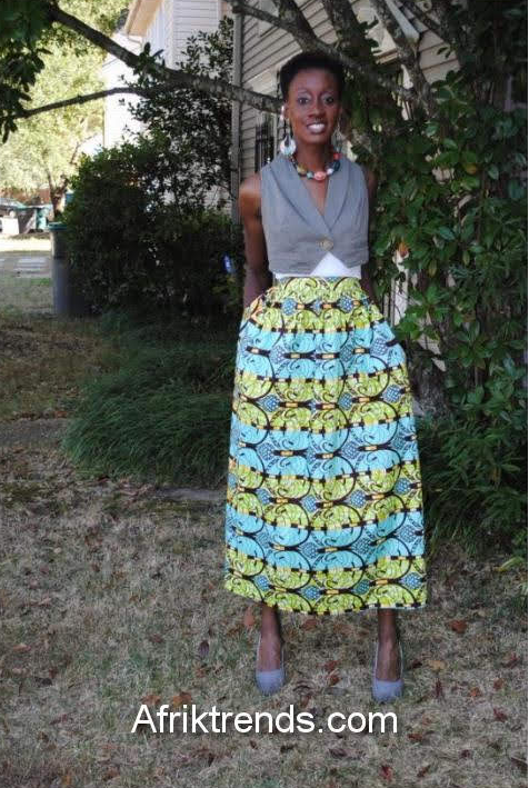 African print maxi skirt