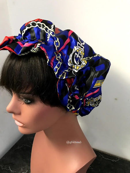 African Print Satin Lined Hair Bonnet