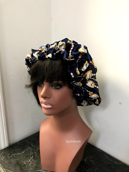 African Print Satin Lined Hair Bonnet