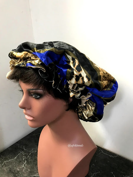 African Print Satin Lined Hair Bonnet