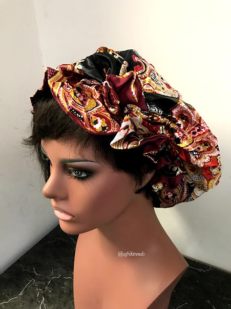 African Print Satin Lined Hair Bonnet