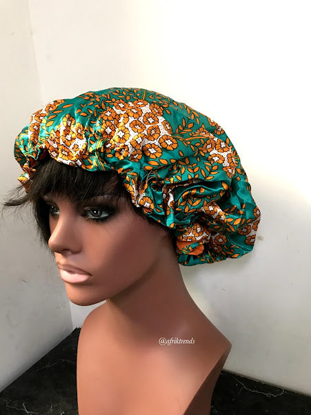 African Print Satin Lined Hair Bonnet