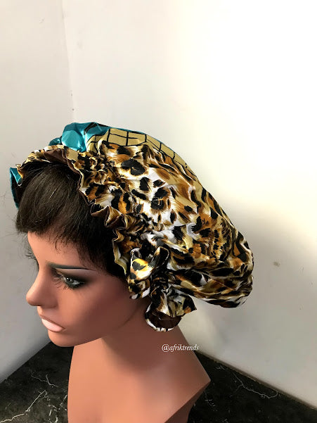 African Print Satin Lined Hair Bonnet