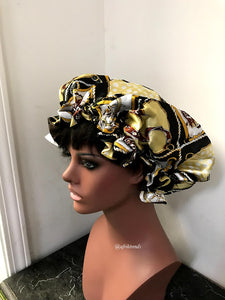 African Print Satin Lined Hair Bonnet