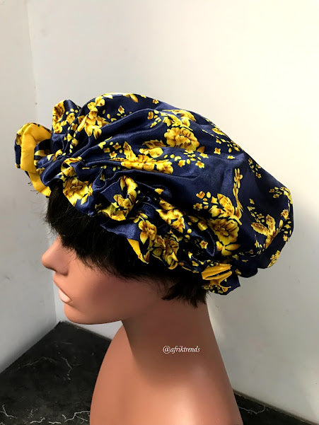 African Print Satin Lined Hair Bonnet