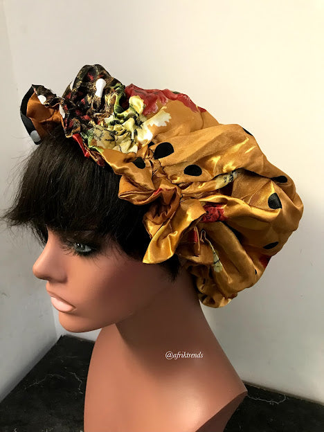 African Print Satin Lined Hair Bonnet