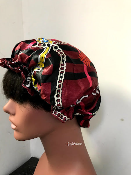 African Print Satin Lined Hair Bonnet