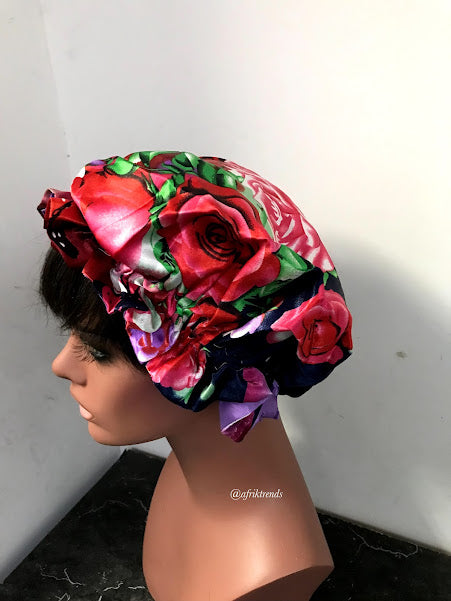 African Print Satin Lined Hair Bonnet