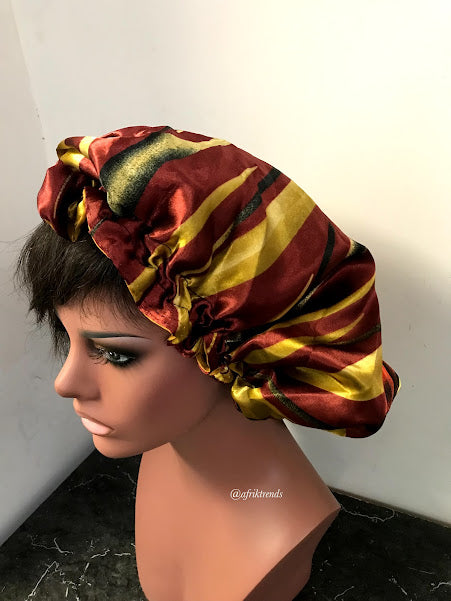 African Print Satin Lined Hair Bonnet