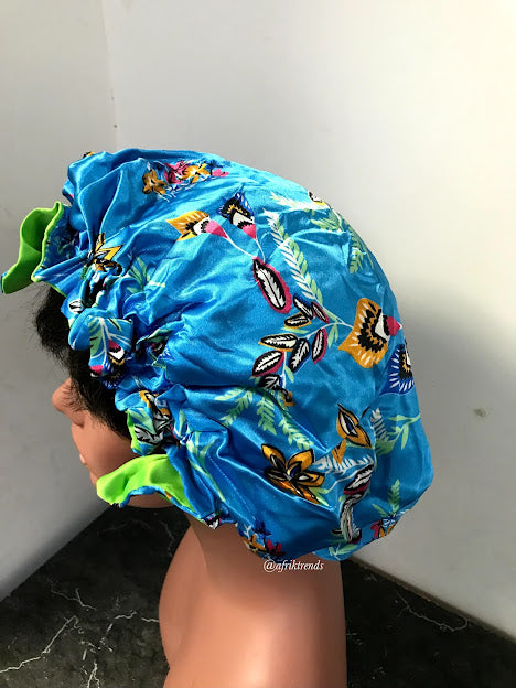 African Print Satin Lined Hair Bonnet