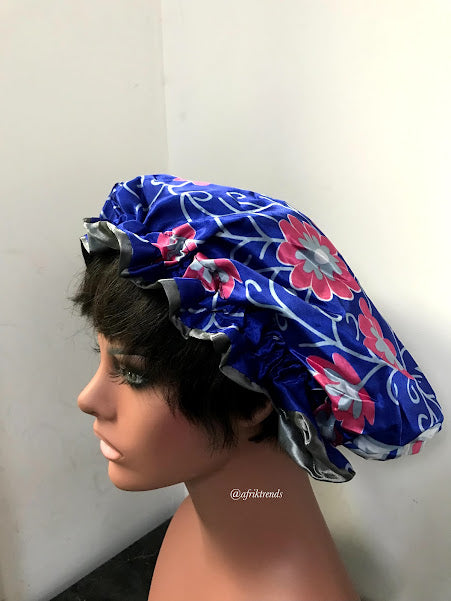 African Print Satin Lined Hair Bonnet