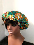 African Print Satin Lined Hair Bonnet