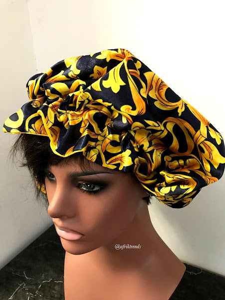 African Print Satin Lined Hair Bonnet