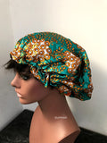 African Print Satin Lined Hair Bonnet