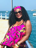 Ankara Spaghetti Strap Flowy Blouse With Matching Headwrap