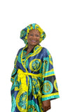 Turquoise Satin Robe and Hair Bonnet