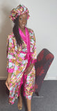 Floral Satin Robe and Bonnet