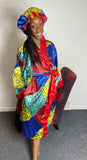 Floral Satin Robe and Bonnet
