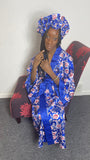Floral Satin Robe and Bonnet set