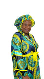 Turquoise Satin Robe and Hair Bonnet