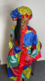 Floral Satin Robe and Bonnet
