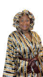 Fendi Print Satin Robe and Hair Bonnet