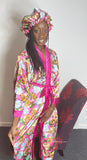 Floral Satin Robe and Bonnet