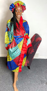 Floral Satin Robe and Bonnet