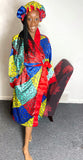 Floral Satin Robe and Bonnet