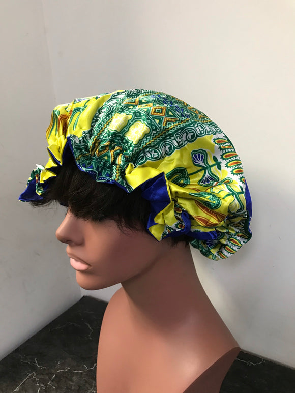 African Print Satin Lined Hair Bonnet