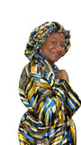 Multi Print Satin Robe and Hair Bonnet
