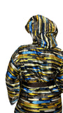 Multi Print Satin Robe and Hair Bonnet