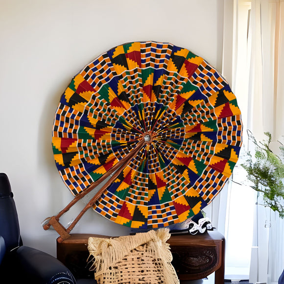 African Kente Print Decorative Jumbo Wall Fan