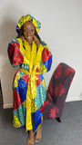 Floral Satin Robe and Bonnet