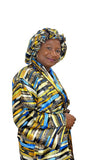 Multi Print Satin Robe and Hair Bonnet