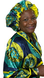 Turquoise Satin Robe and Hair Bonnet