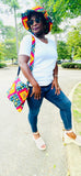 Kente Brimmed Hat and Messenger Bag
